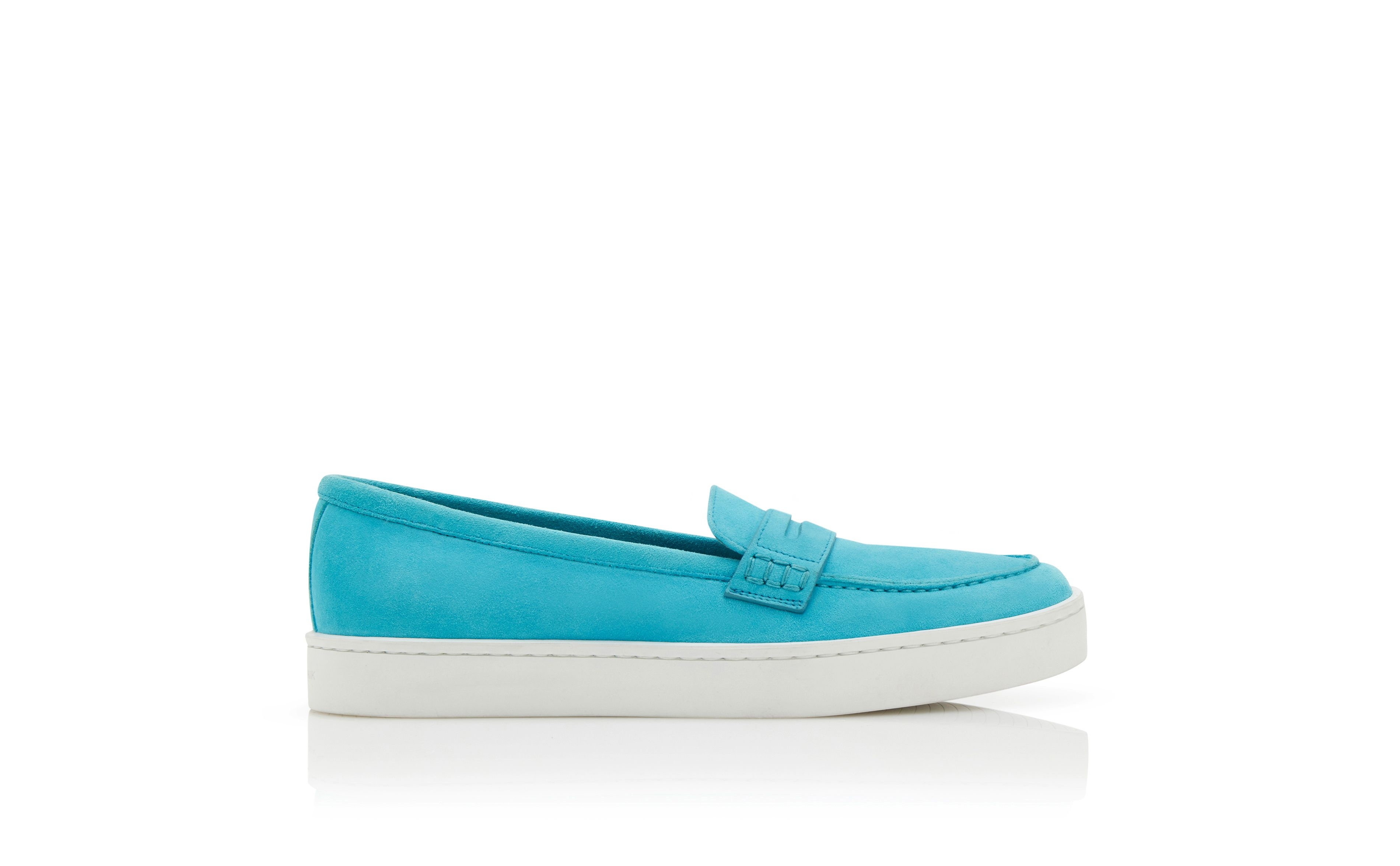 Blue Suede Penny Loafers - 1
