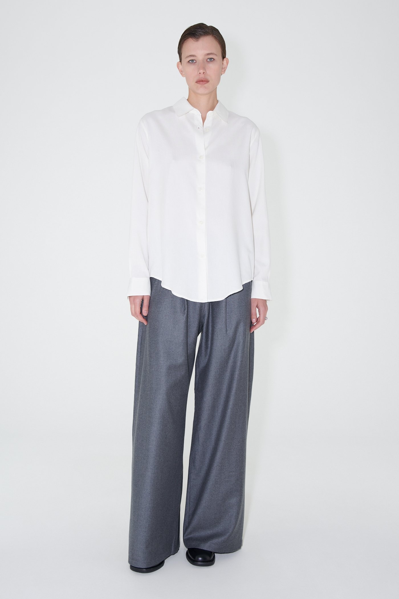 Line Shirt Off White Fine Silk - 2