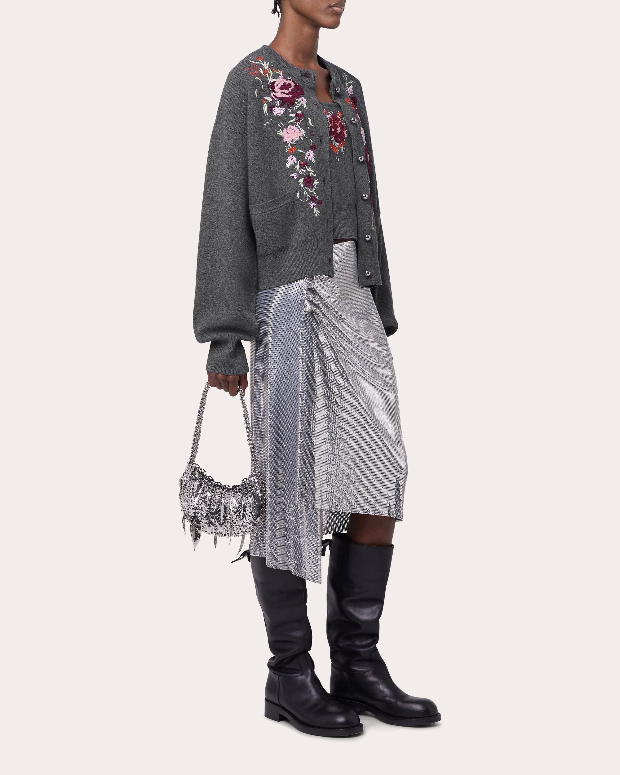 Crystal Embroidered Floral Wool-Cashmere Cardigan - 4