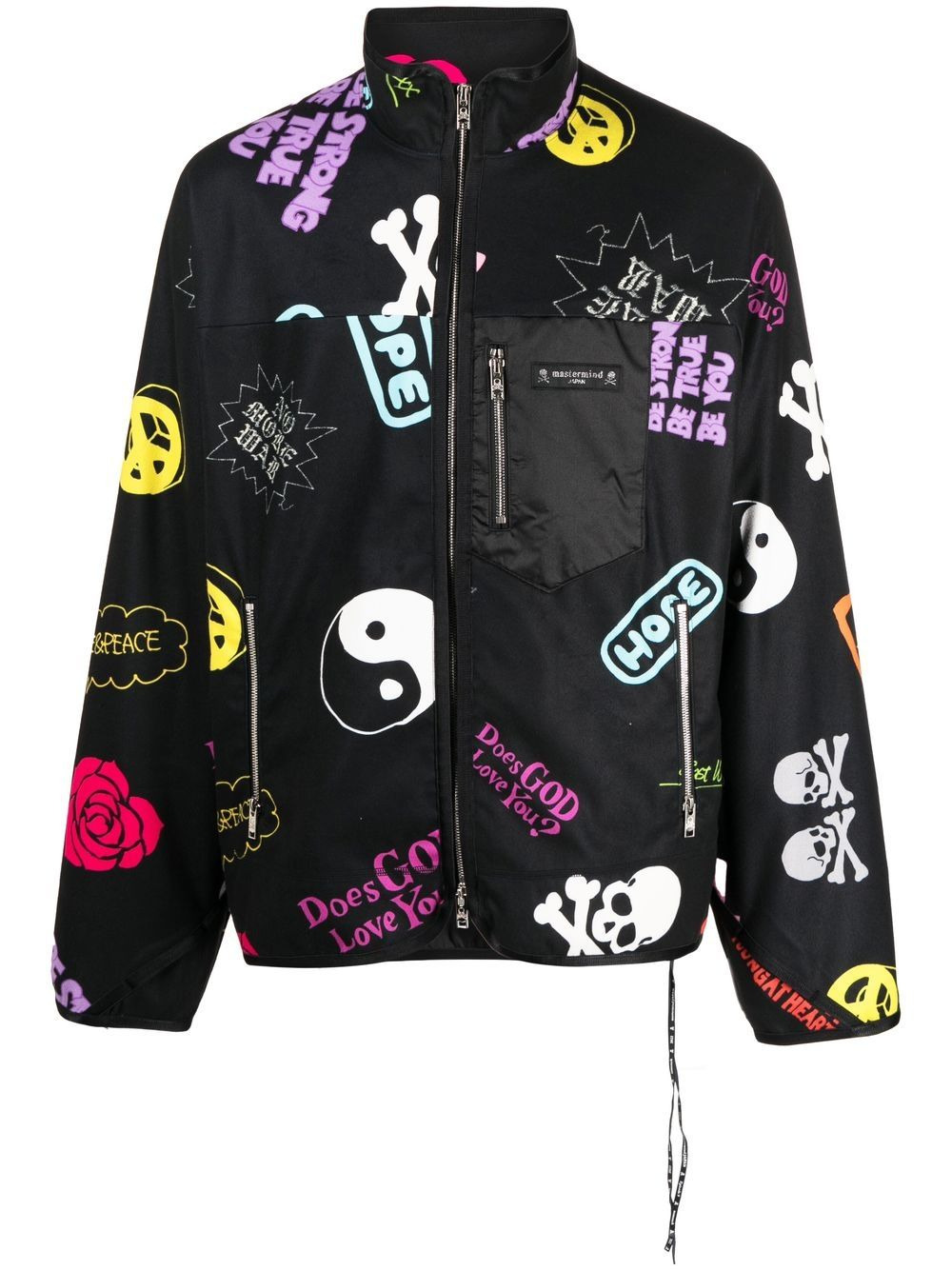 graphic-print zip-up bomber jacket - 1