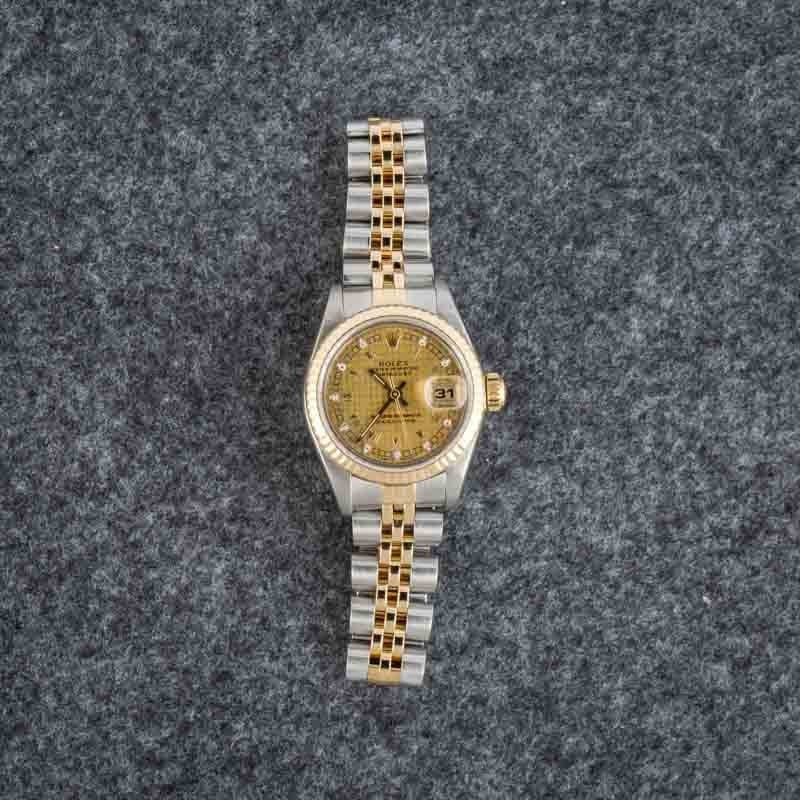 Lady Rolex Datejust 69173 Champagne Houndstooth Dial - 6