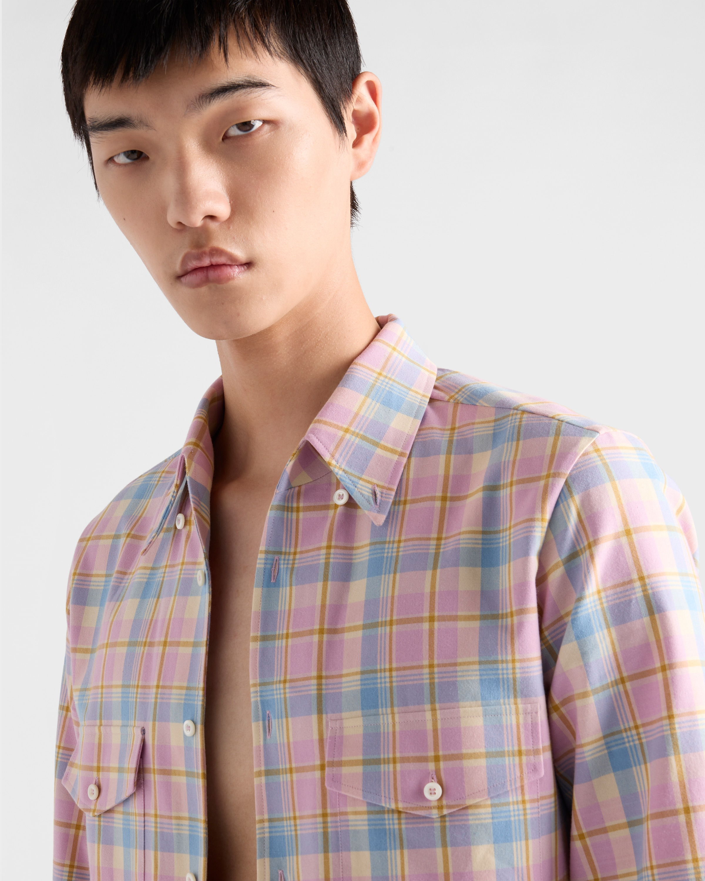 Checked cotton button-down shirt - 4