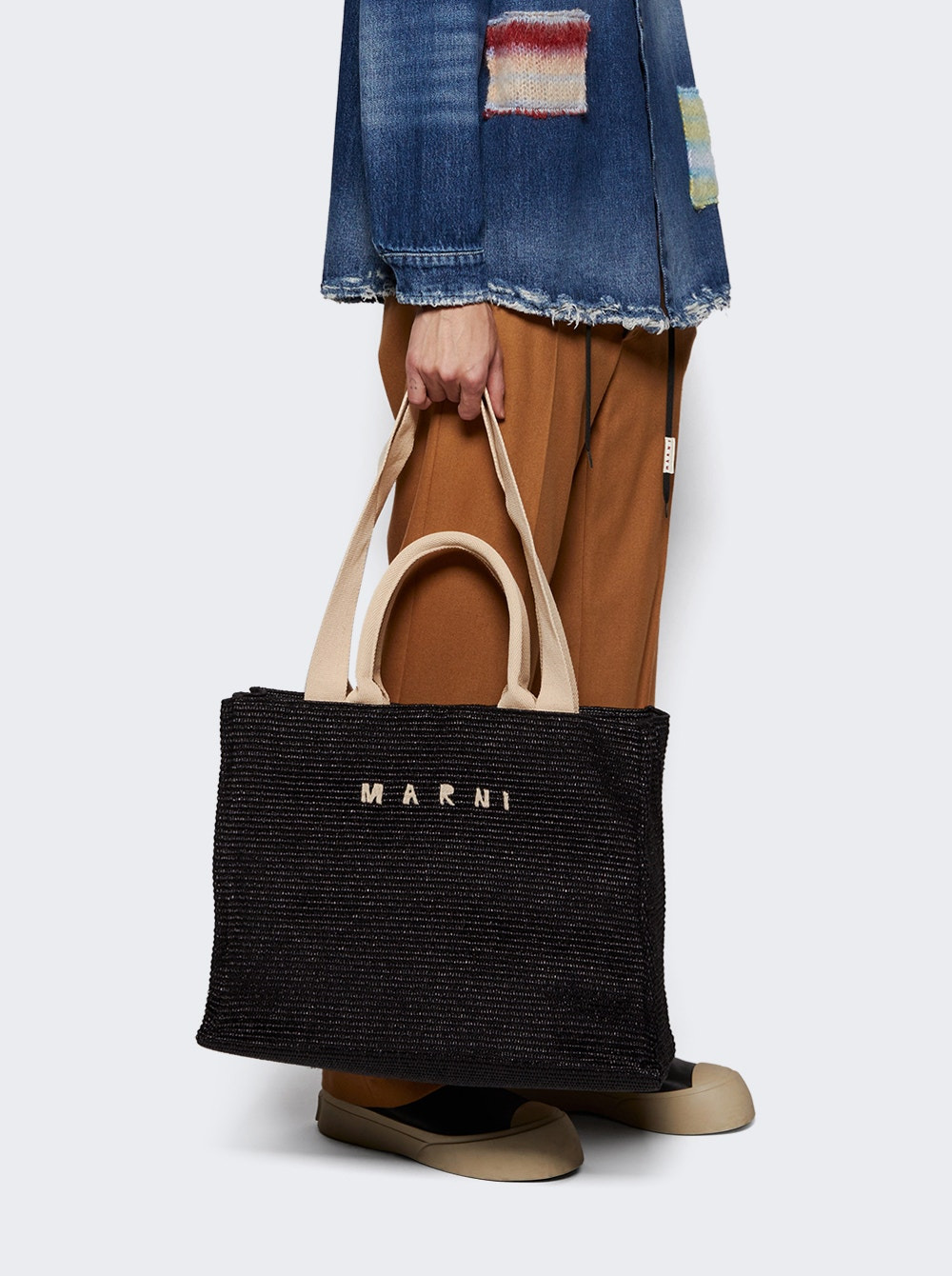 Large Raffia-effect Tote Black - 2
