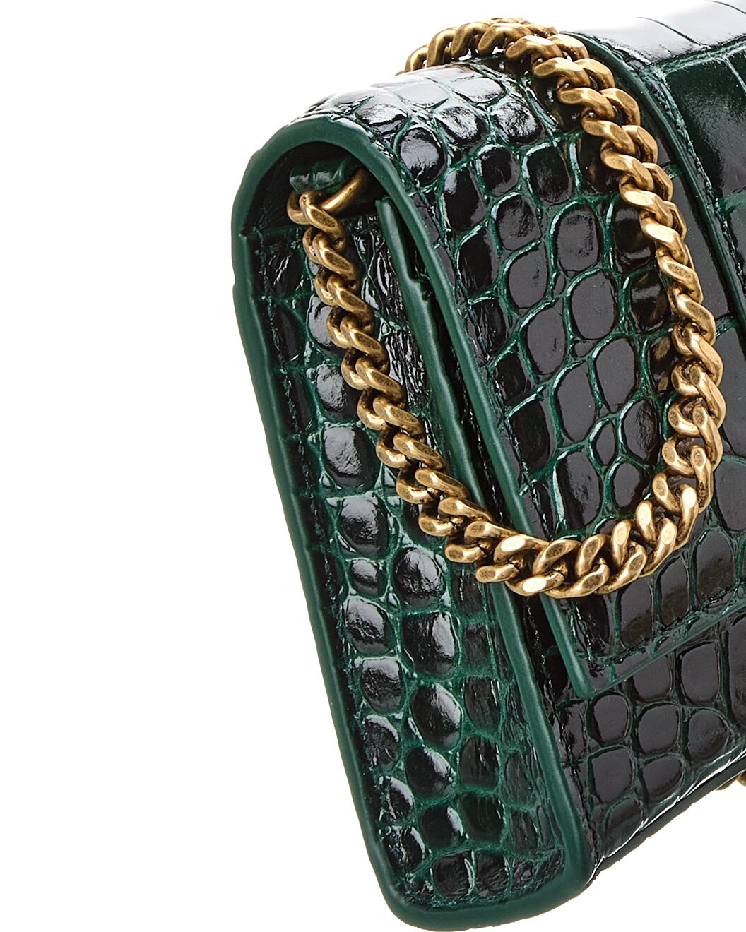 Balenciaga Hourglass Croc-Embossed Leather Wallet On Chain - 3