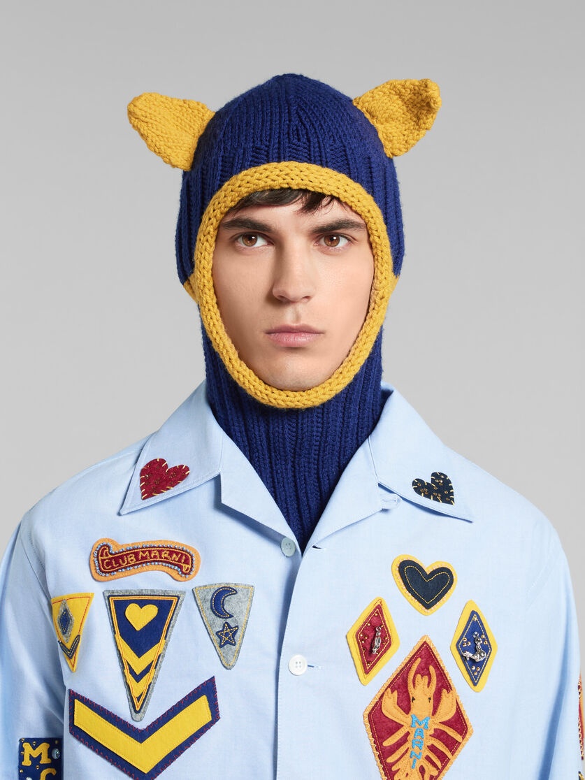 BLUE WOOL BALACLAVA WITH EARS - 2