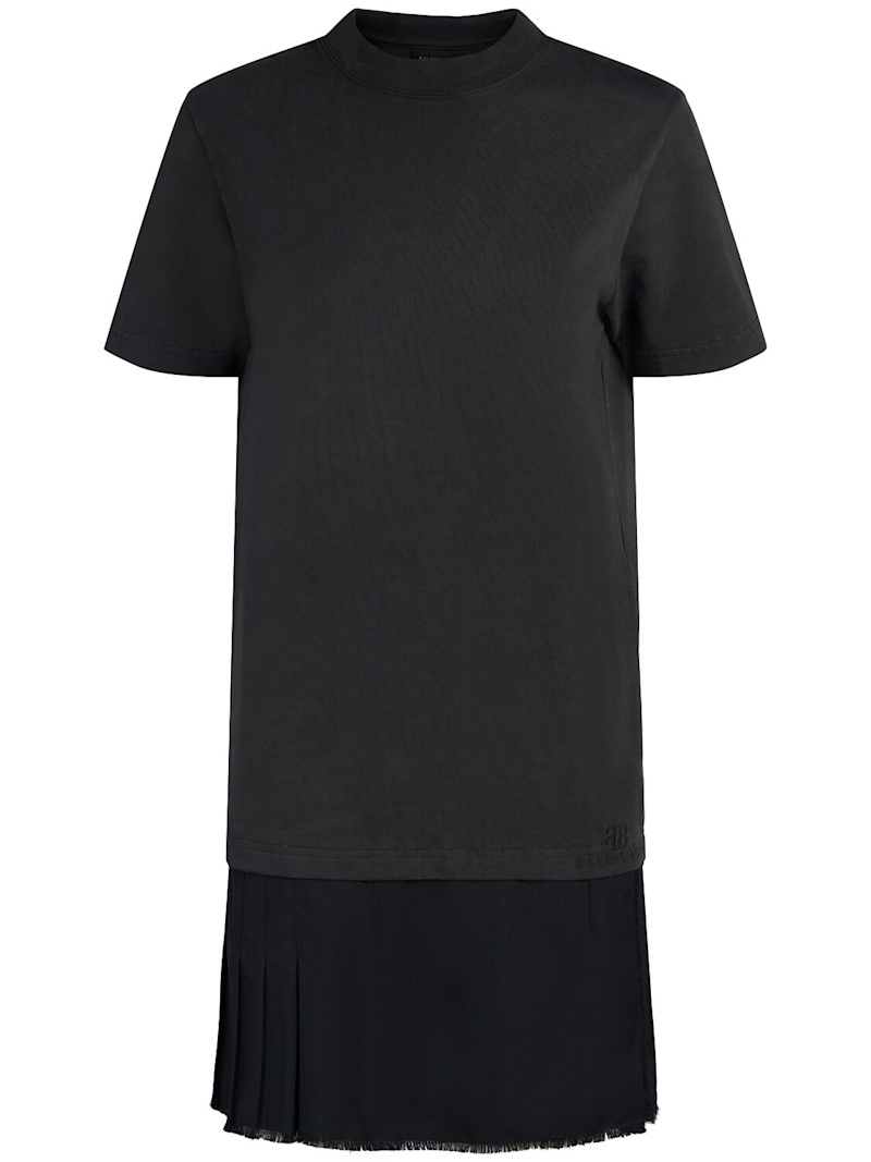 Cotton t-shirt & tailored twill dress - 1