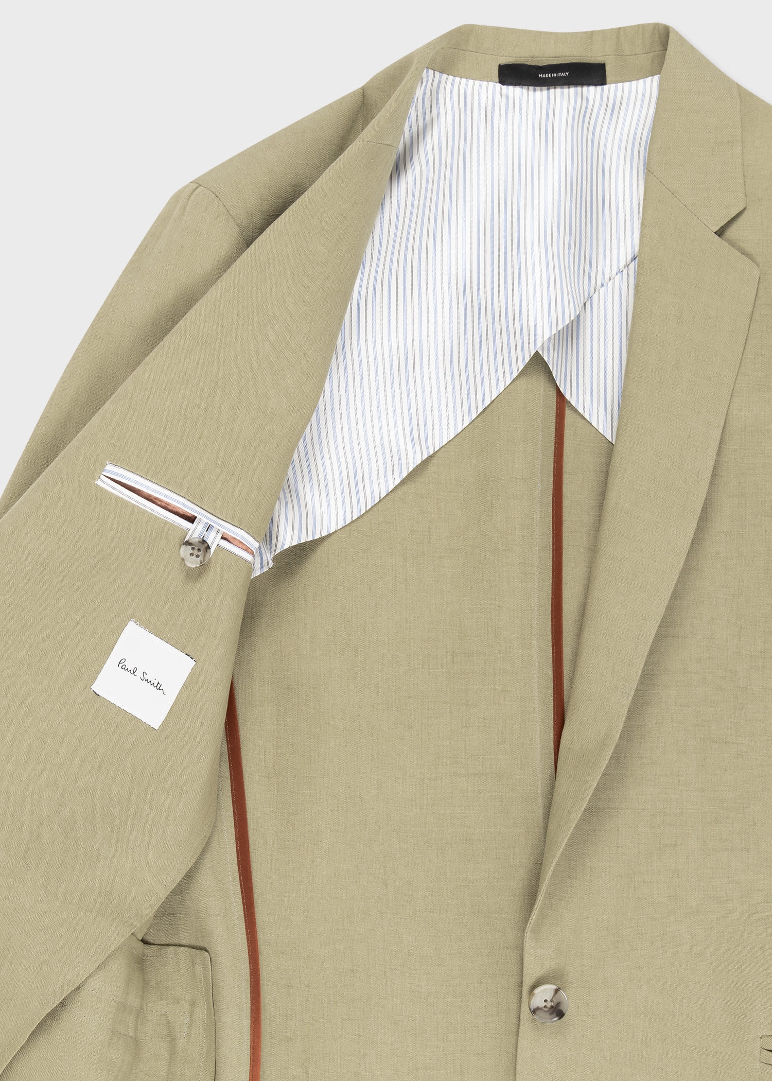 Pale Khaki Linen One-Button Blazer - 2