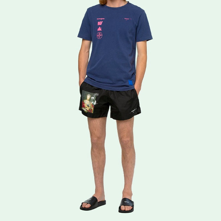 Off-White Back Photo Printing Short Sleeve Blue OMAA027E191850053088 - 3