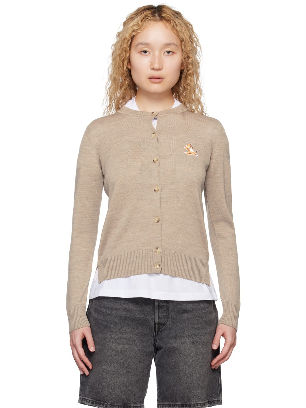Beige Chillax Fox Cardigan - 1