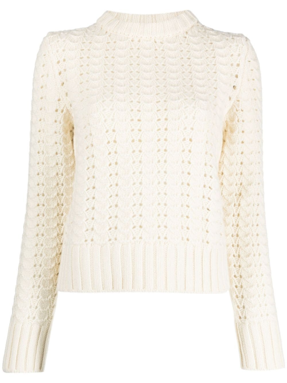 crew-neck pointelle-knit jumper - 1