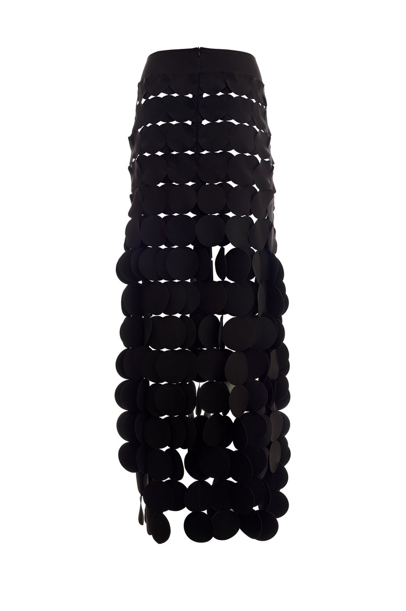 LASER CUT MULTI CIRCLE DOUBLE LAYERED SKIRT BLACK 8