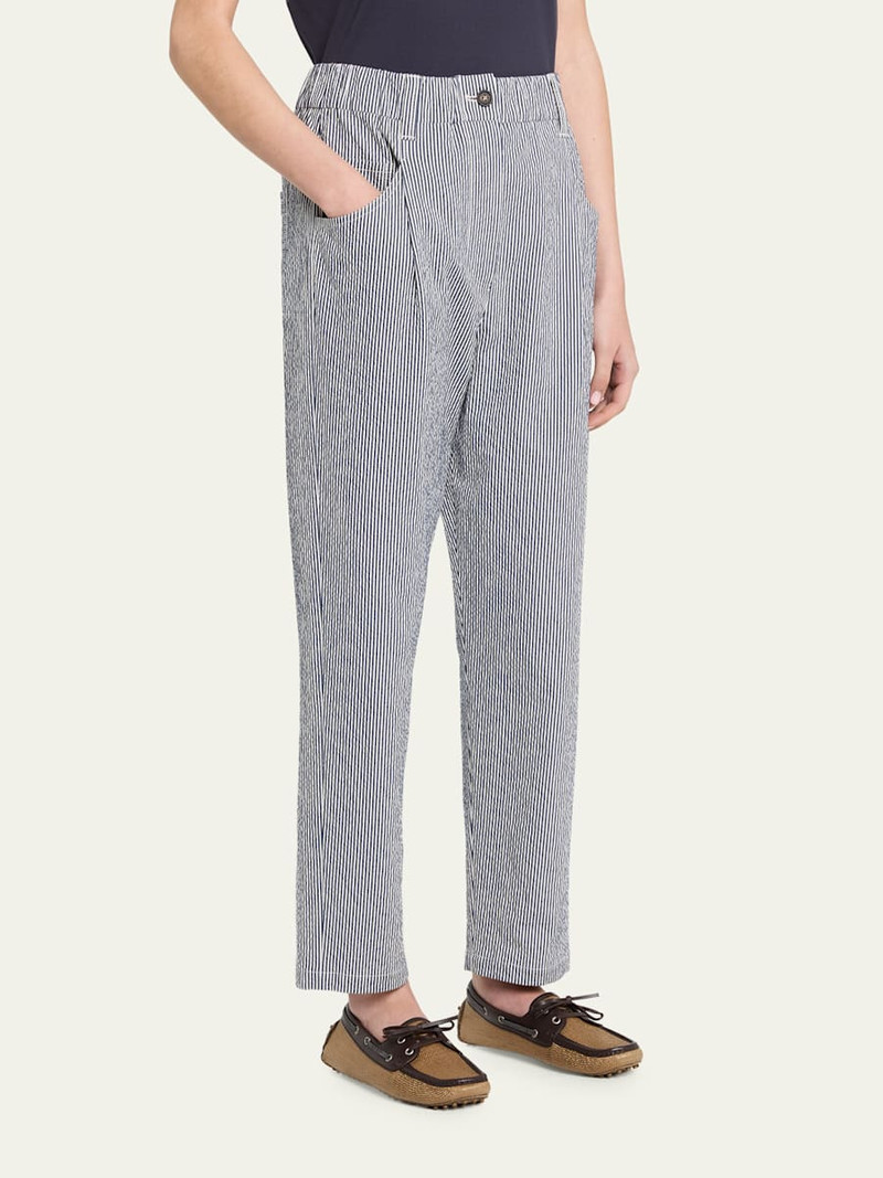 Cotton Seersucker Straight-Leg Ankle Pants 4
