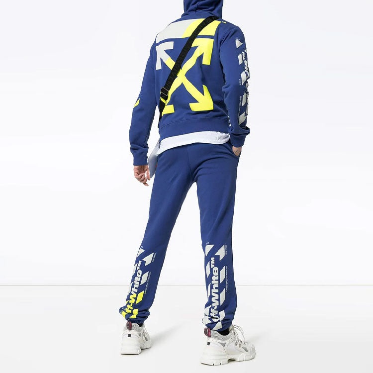 Off-White MENS SS19 Spilt Logo Slim Hoody Blue OMBB034S190030063060 - 4