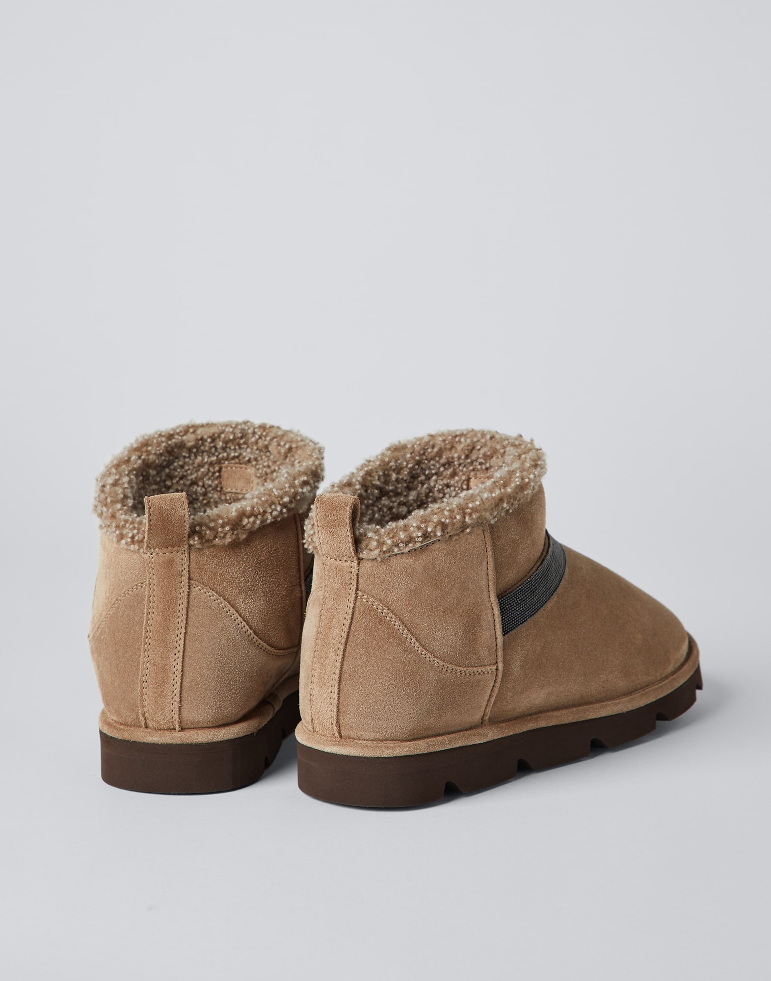 Suede boots with shearling lining and shiny band - 2