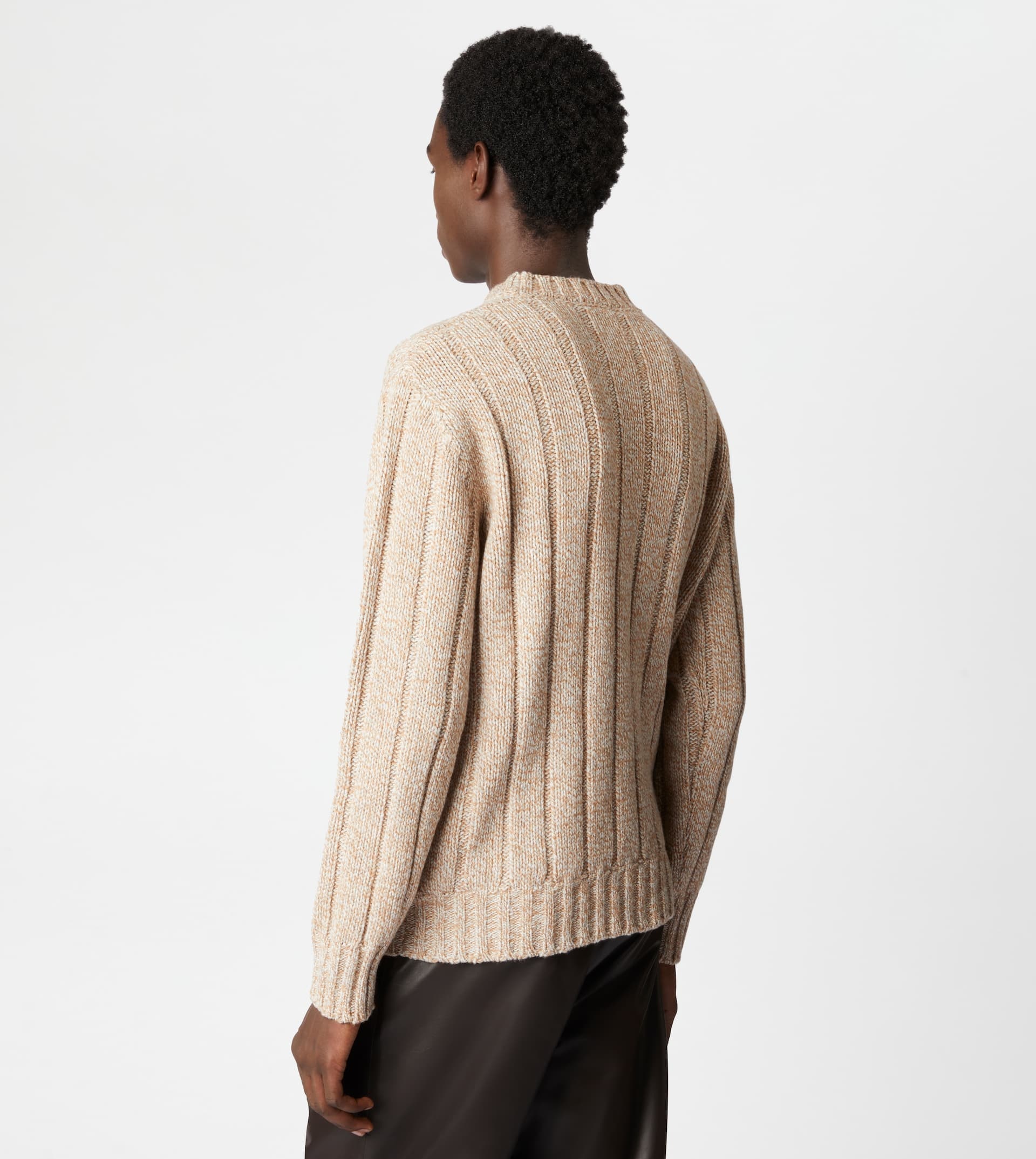 ROUND NECK JUMPER IN WOOL - WHITE, BEIGE - 7