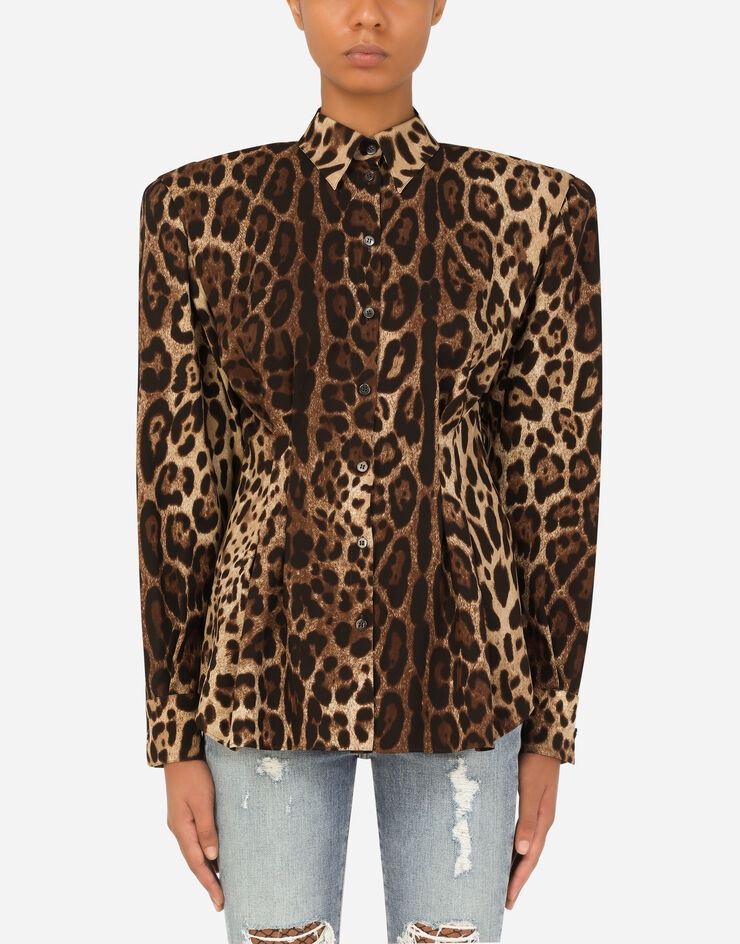 Leopard-print charmeuse shirt - 1