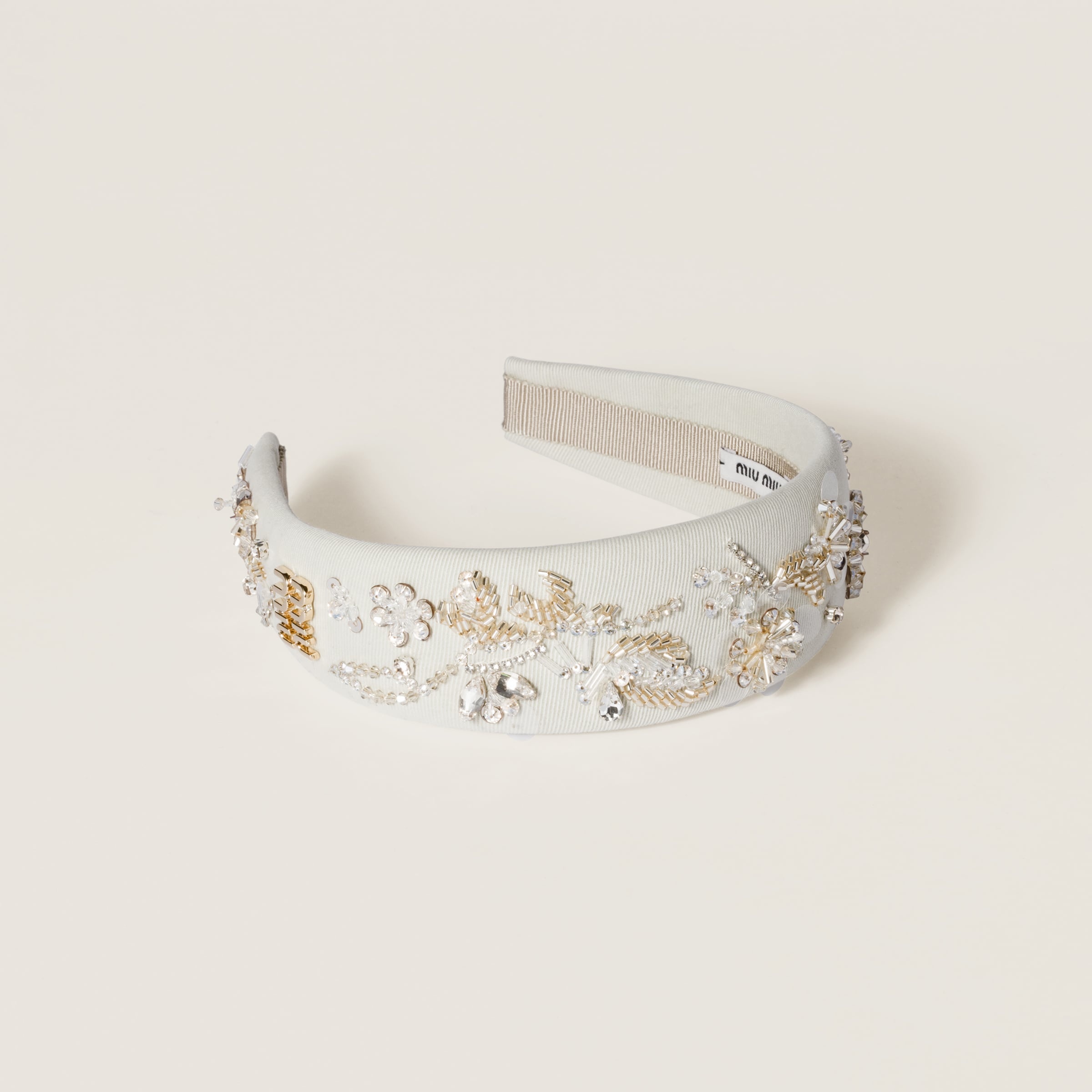 Embroidered gabardine headband - 1