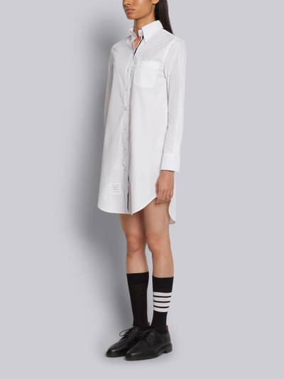 Thom Browne White Solid Poplin Stripe Grosgrain Placket Thigh Length Point Collar Shirtdress outlook