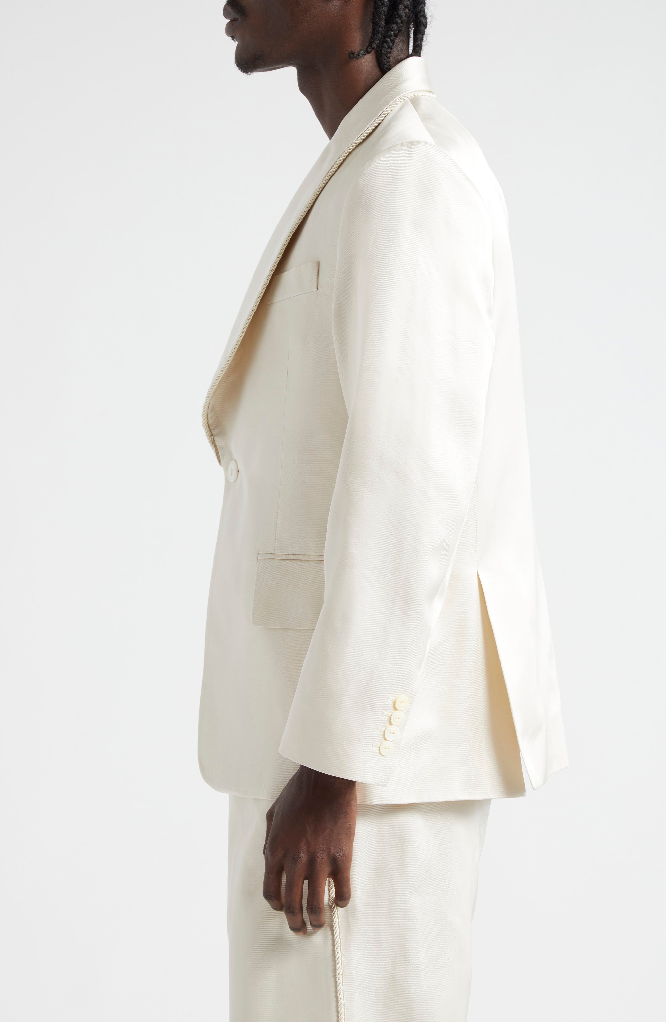 Shawl Collar Silk Twill Tuxedo Jacket - 4