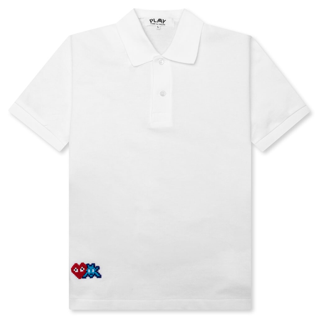 COMME DES GARCONS PLAY X THE ARTIST INVADER WOMEN'S POLO - WHITE - 1