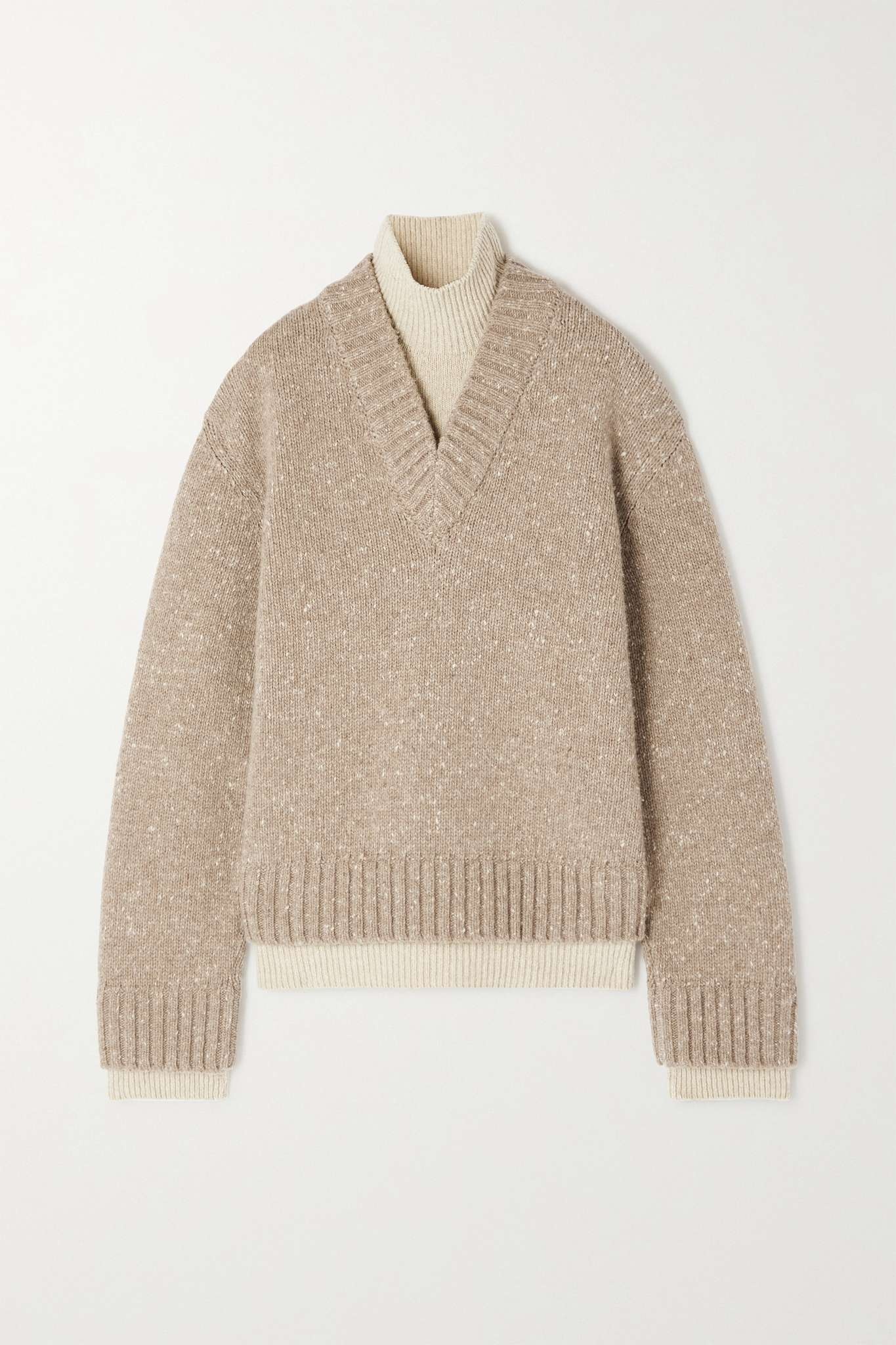 Bottega Veneta Layered wool-blend turtleneck sweater | REVERSIBLE