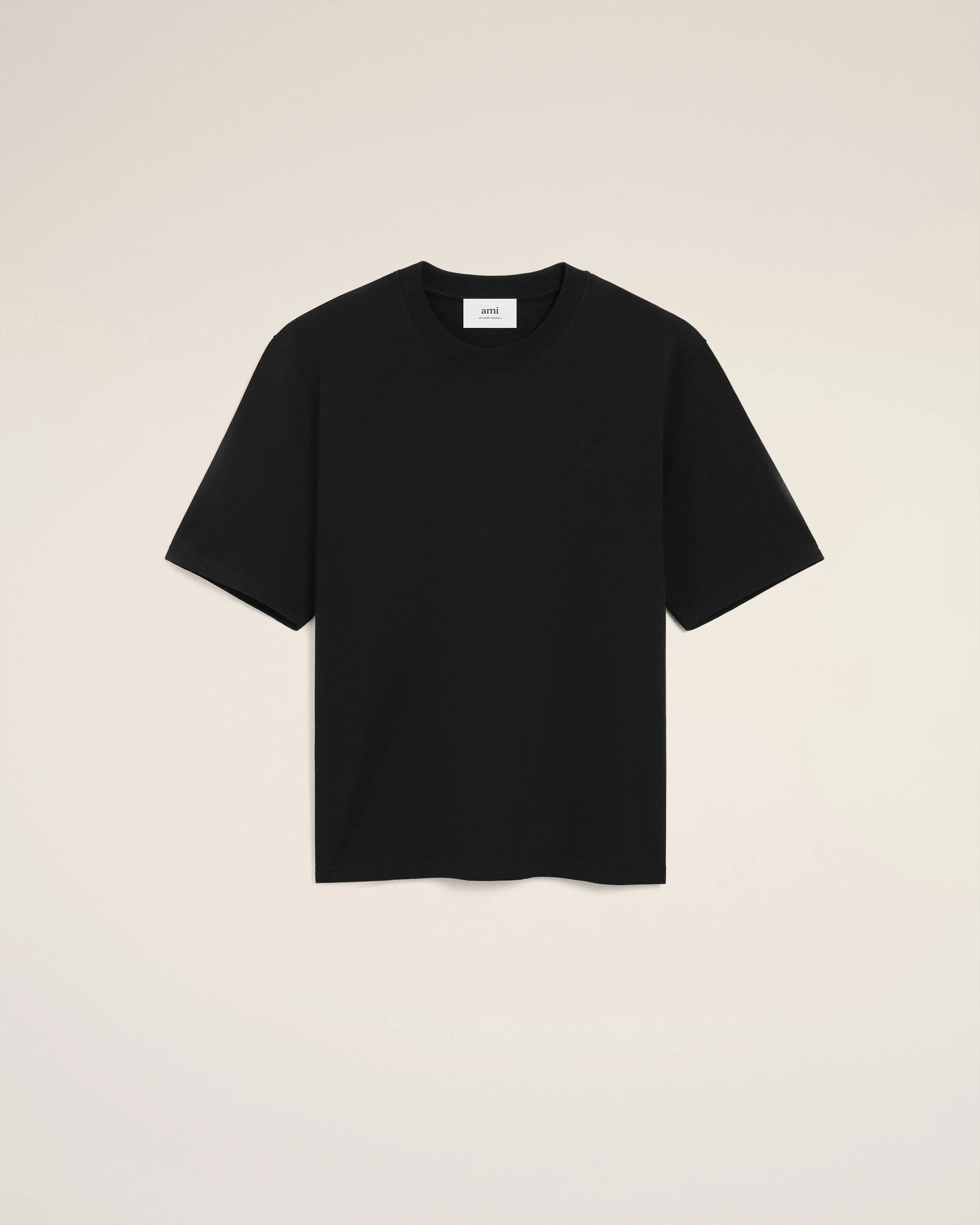 BLACK COTTON AMI DE COEUR T-SHIRT - 1