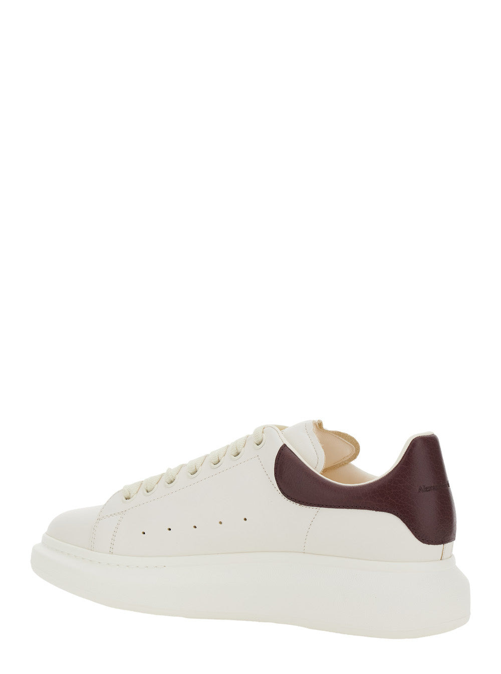 Alexander Mcqueen Men White Low-Top Sneakers With Chunky Sole And Brown Contrasting Heel Tab In Leat - 3
