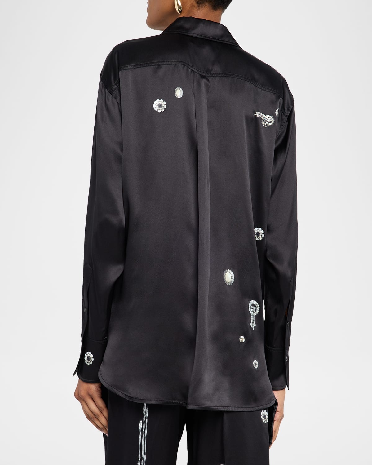 Crystal-Print Silk Pajama Shirt - 3
