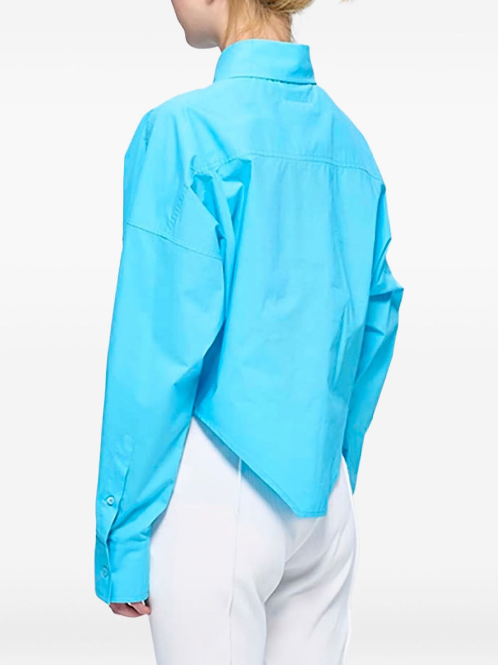 long-sleeved pointed-hem shirt - 5