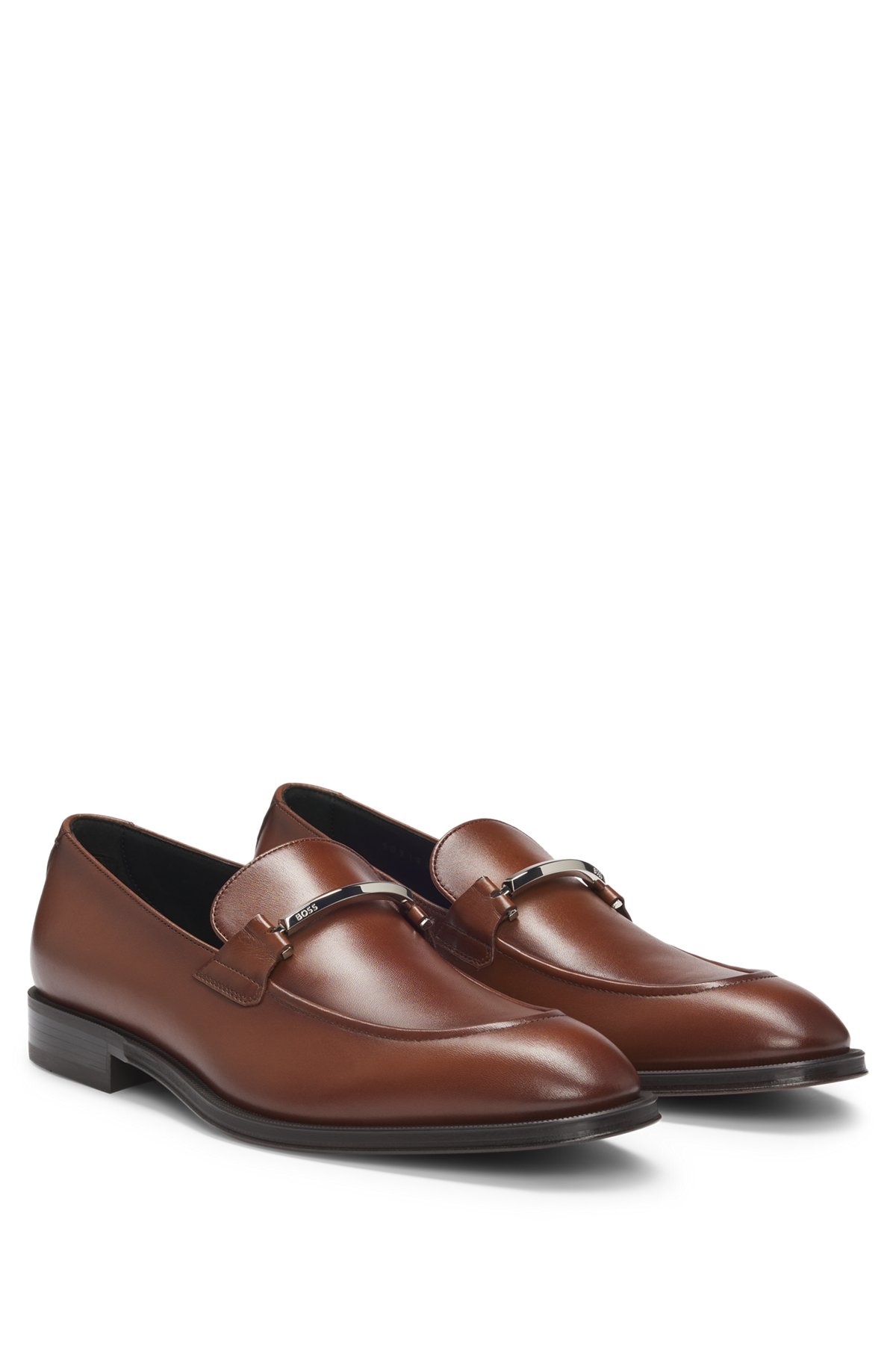 LEATHER LOAFERS WITH BRANDED HARDWARE - 2