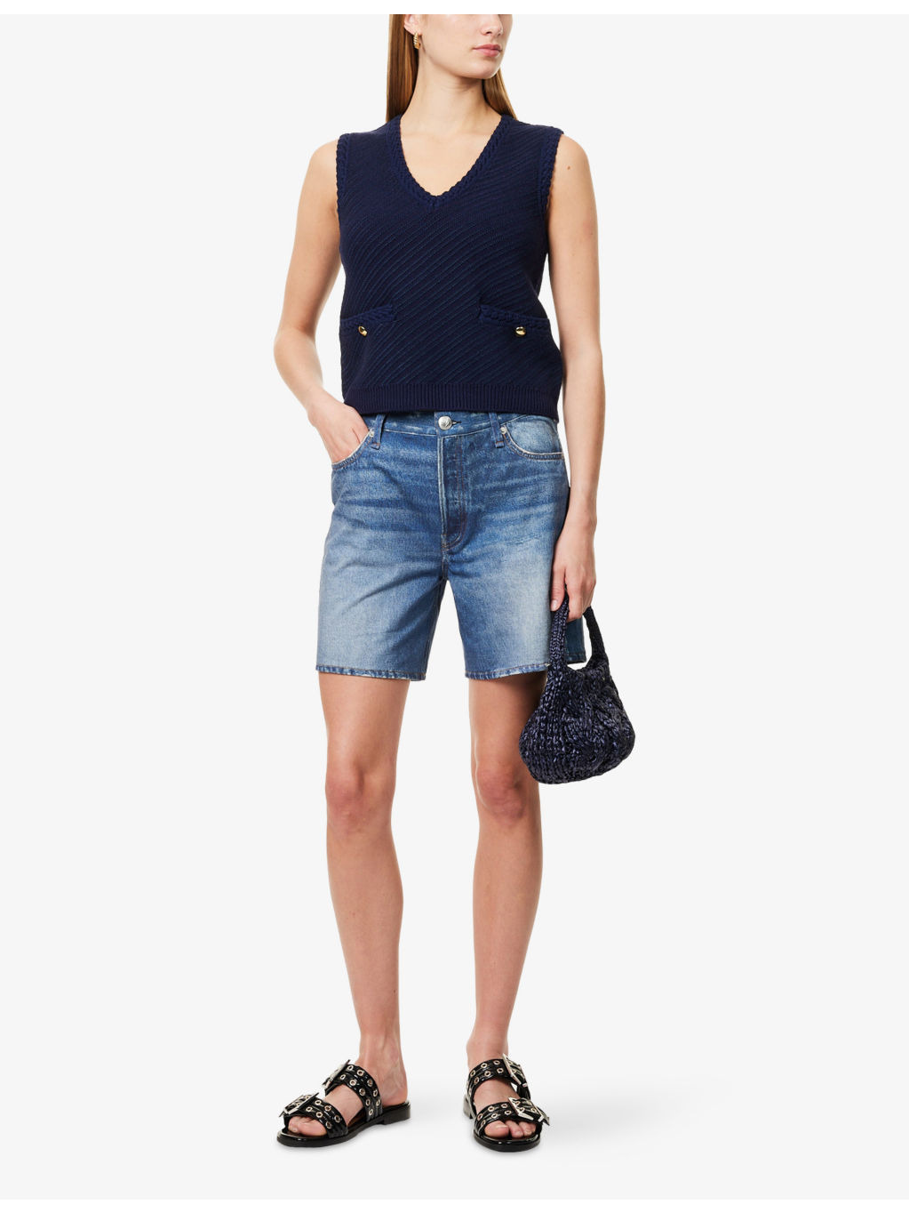 Claire V-Neck Stretch-Cotton Blend Vest - 2