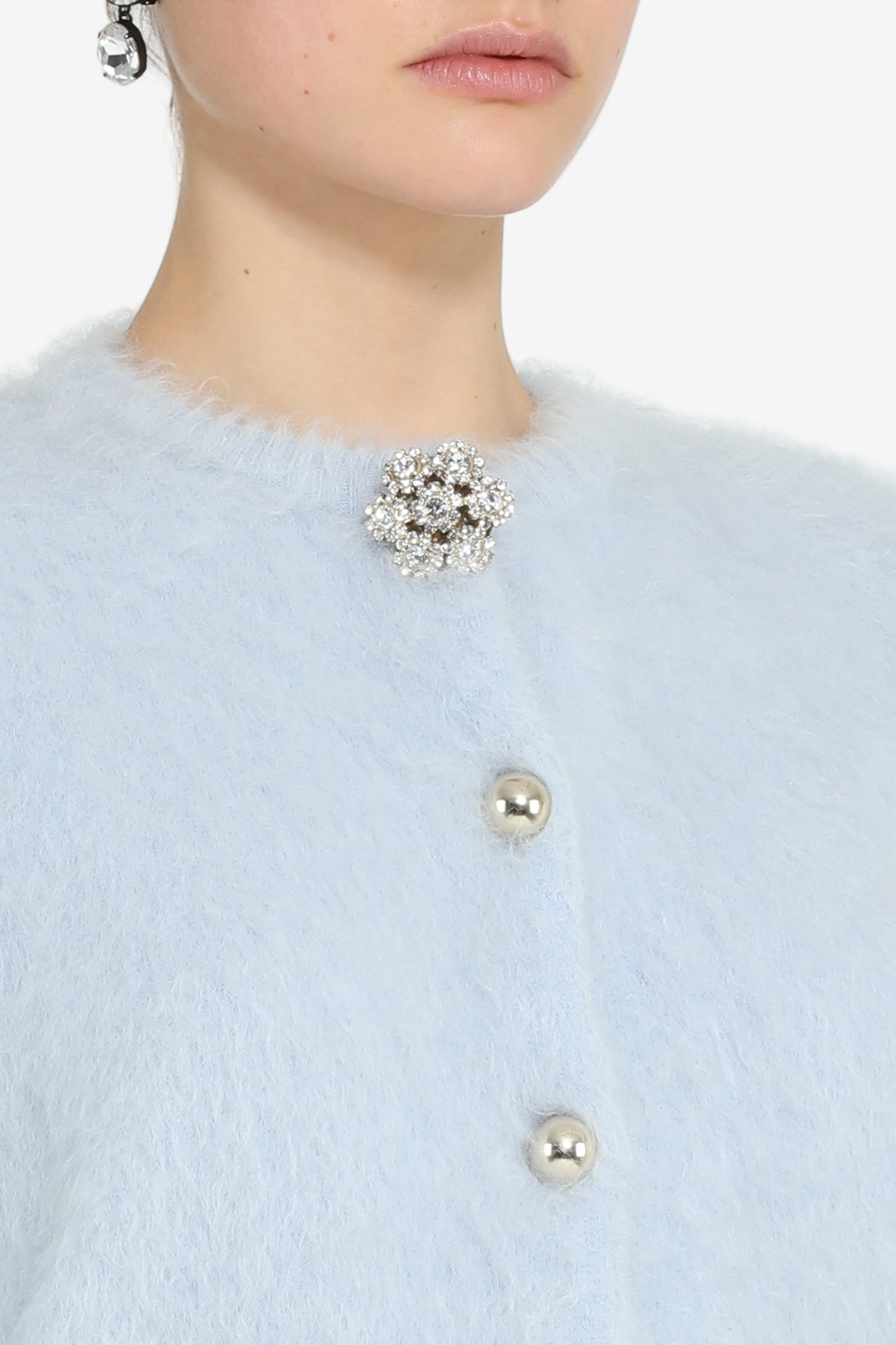 CREW NECK CARDIGAN WITH JEWEL BUTTONS - 5