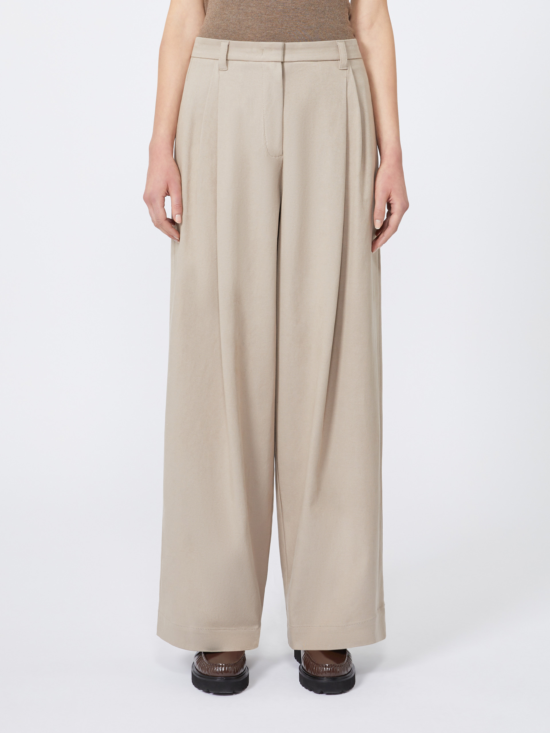 OMERO Stretch drill wide-leg trousers - 3