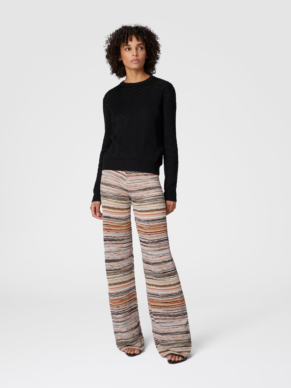 Tone-on-tone chevron crewneck sweater - 2