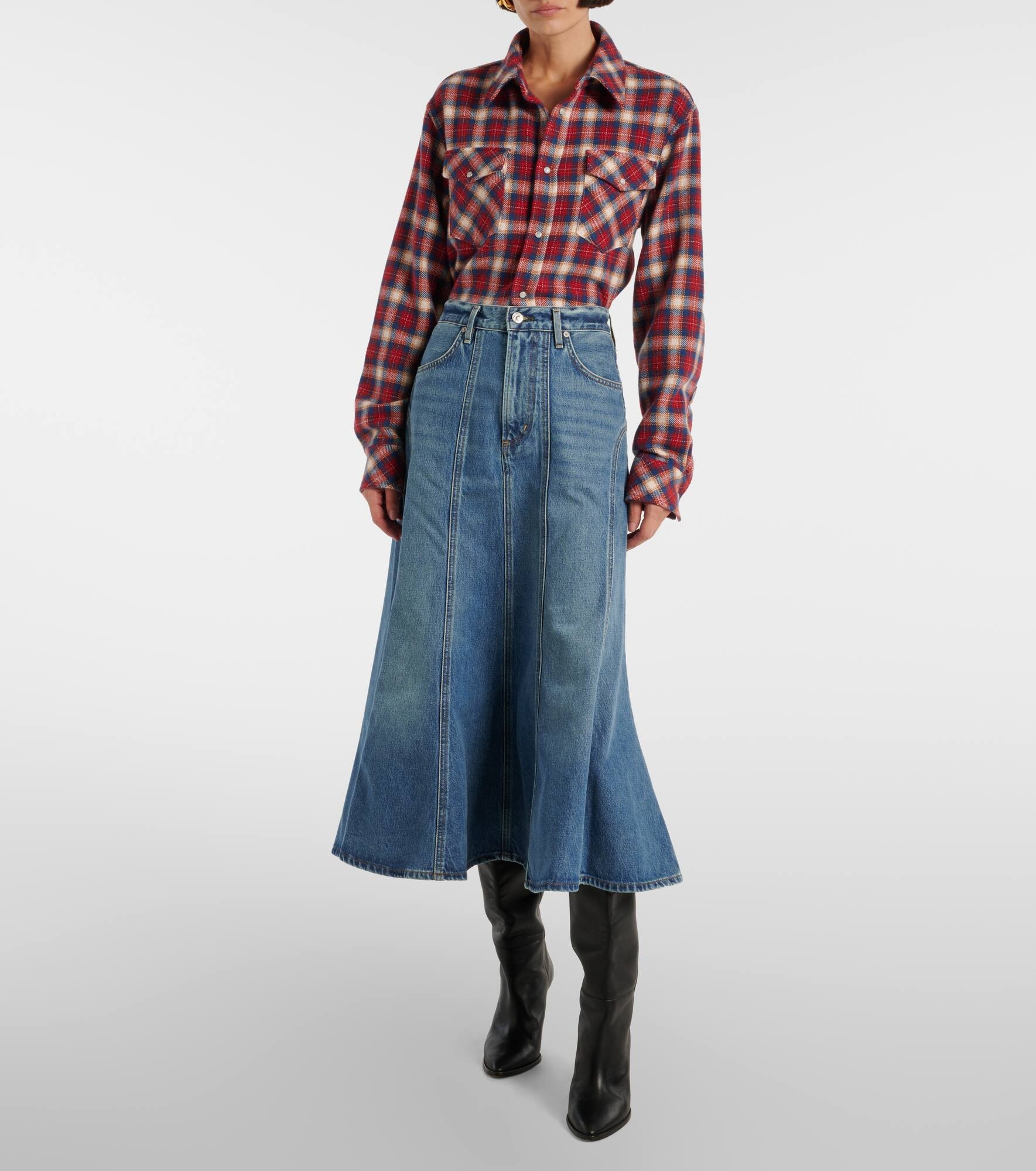 Gaucho Vintage denim maxi skirt - 4