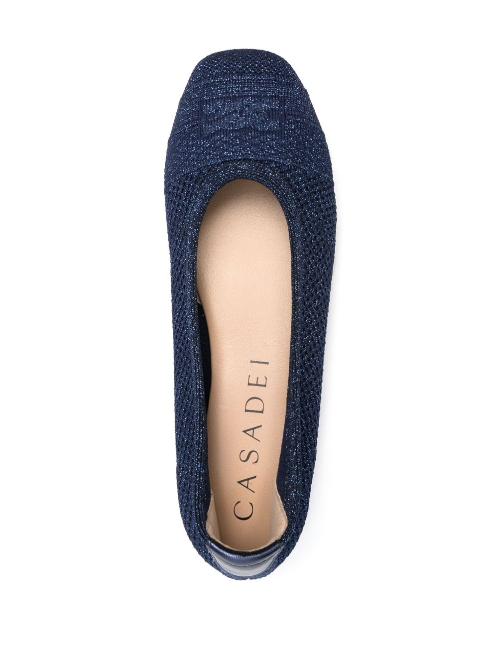 lurex-detail knitted ballerina shoes - 4