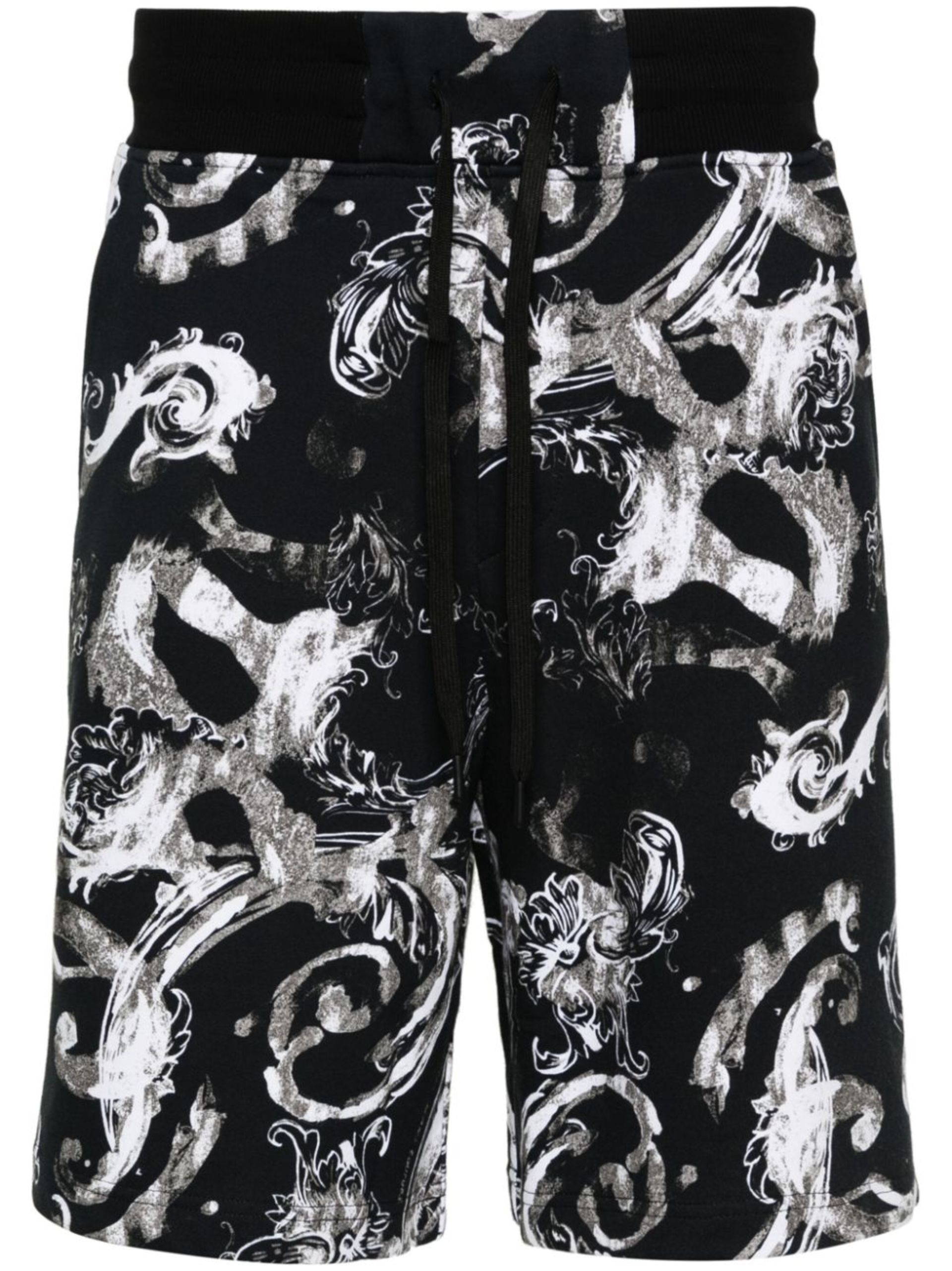 Black Watercolour Couture Cotton Shorts - 1