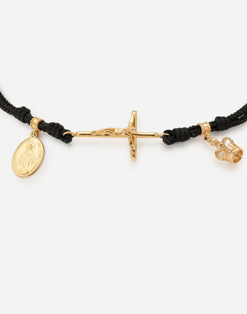 Dolce & Gabbana Sicily Bracelet fabric with 18-carat gold pendants outlook