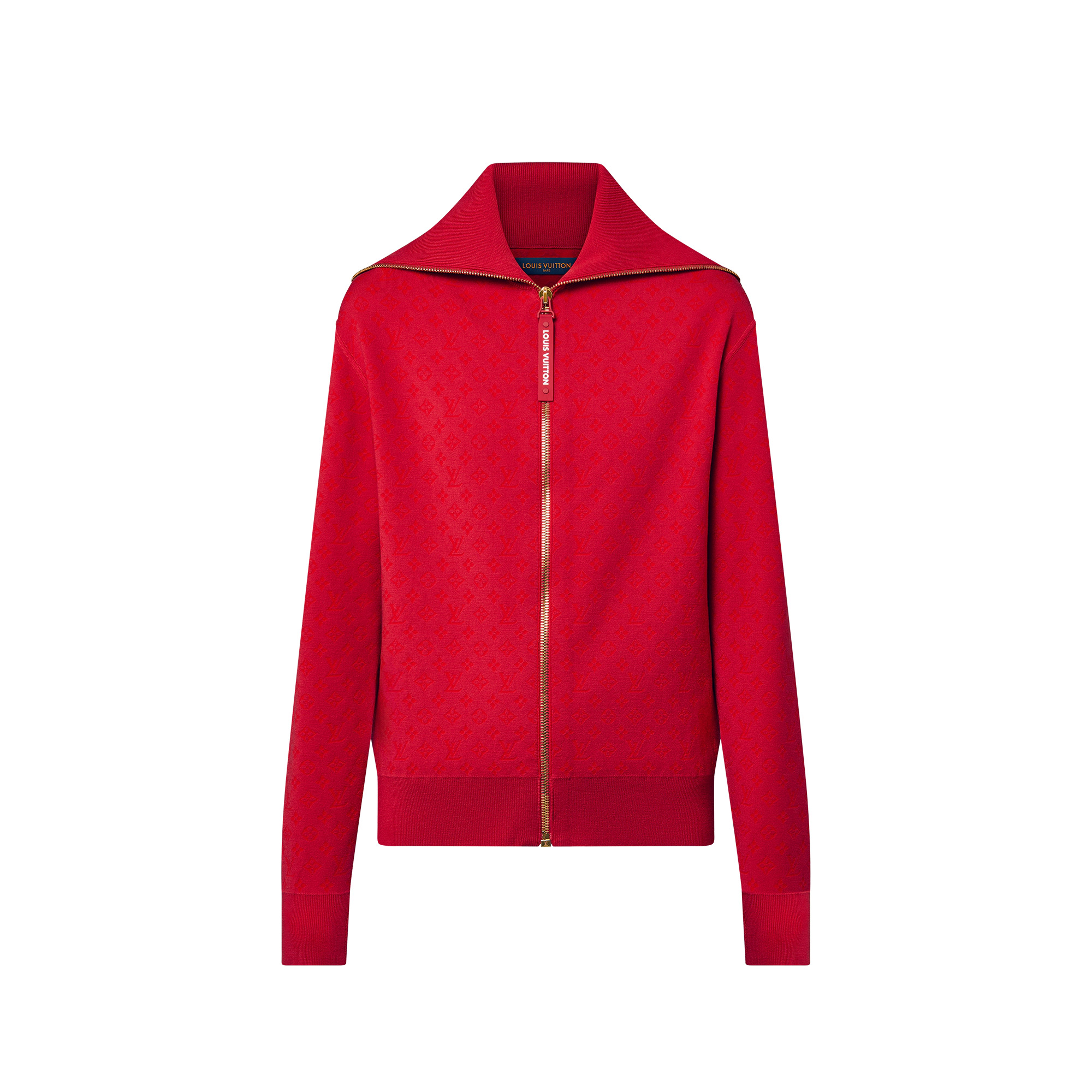 Monogram Jacquard Ribbed Collar Cardigan - 1