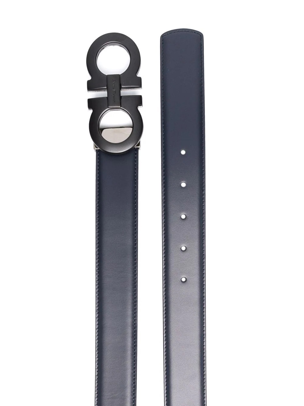 double-buckle leather belt - 2