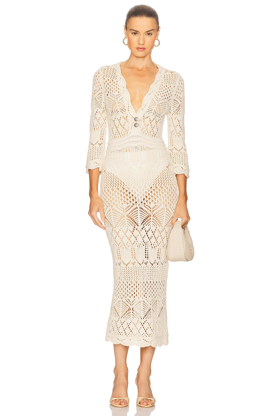 Dovie Mixed Pointelle Dress - 1