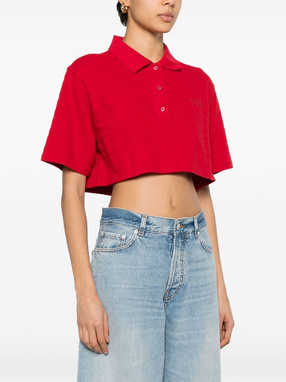 Golden Club-embroidered polo top - 3
