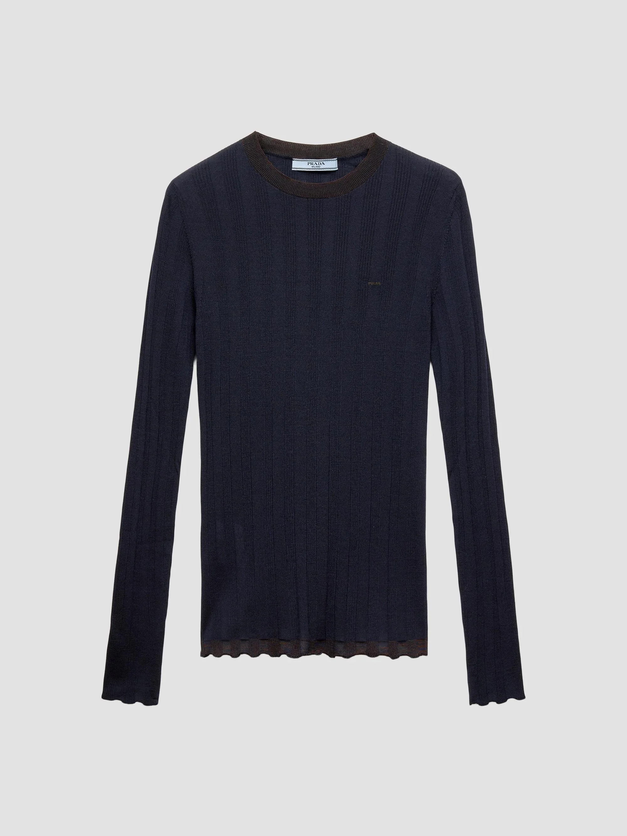 Women's Wool Crew-Neck Sweater - Blue - 1