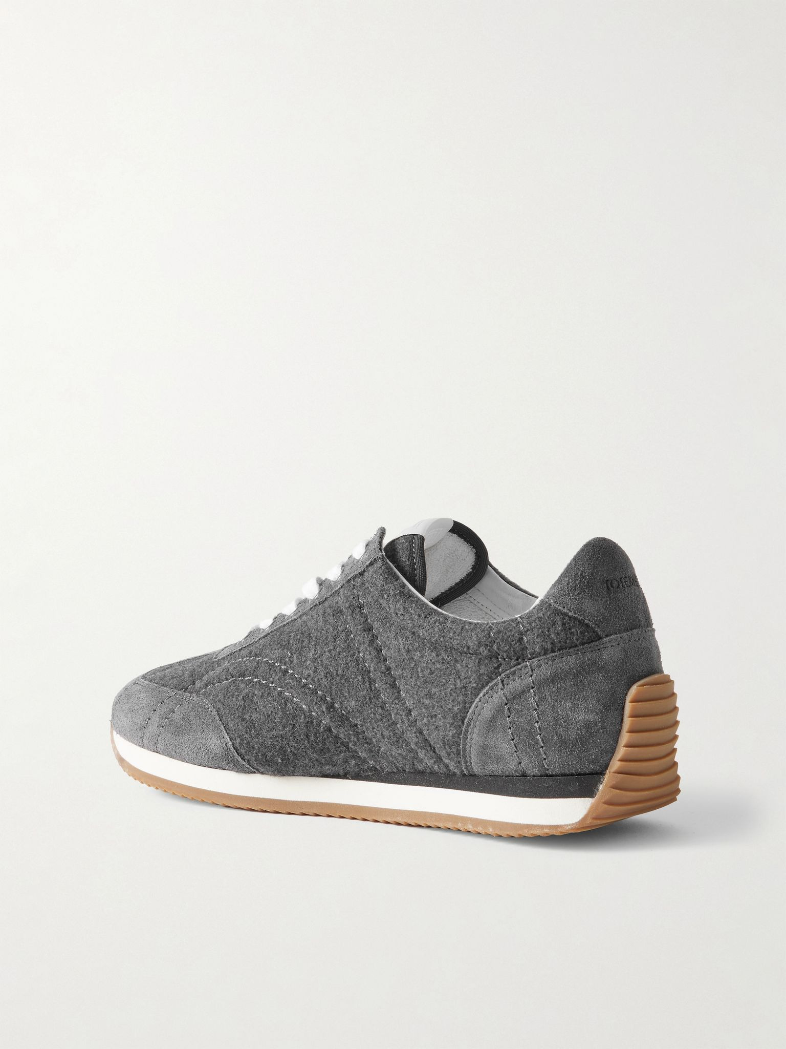 Suede-trimmed wool-flannel sneakers Gray - 3