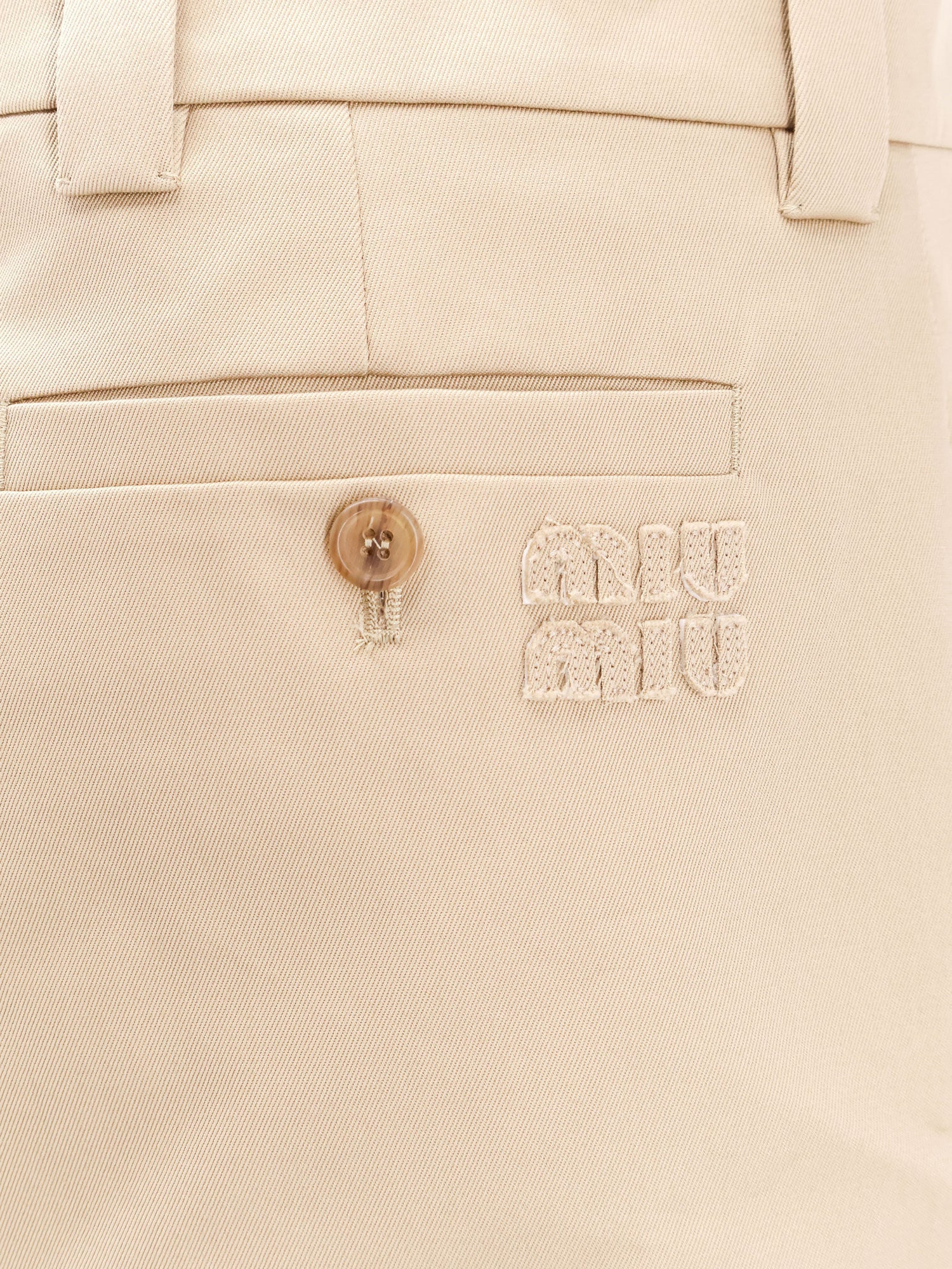 Miu Miu Cotton Skirt With Check Insert On The Bottom - 4