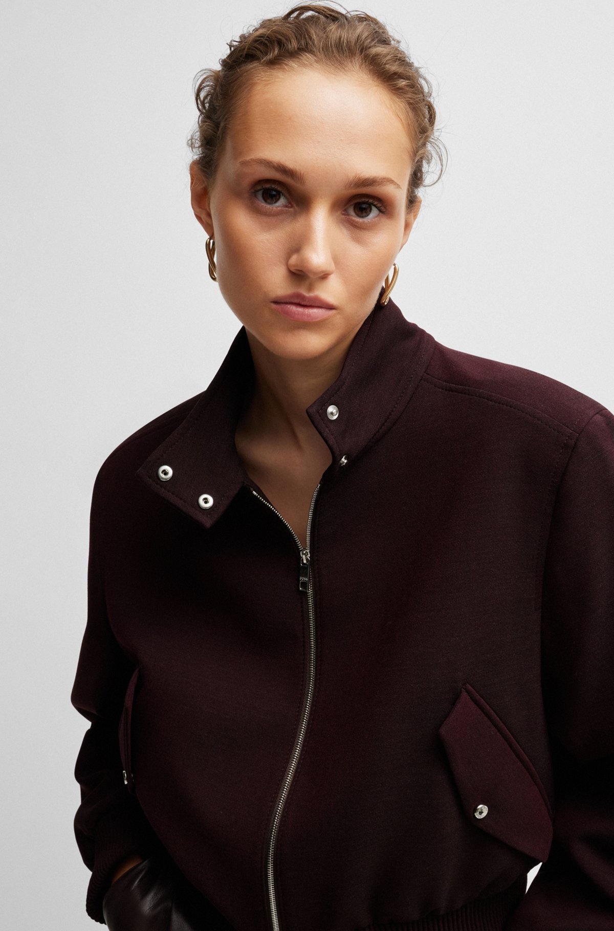 RELAXED-FIT ZIP-UP JACKET IN MELANGE TWILL - 5