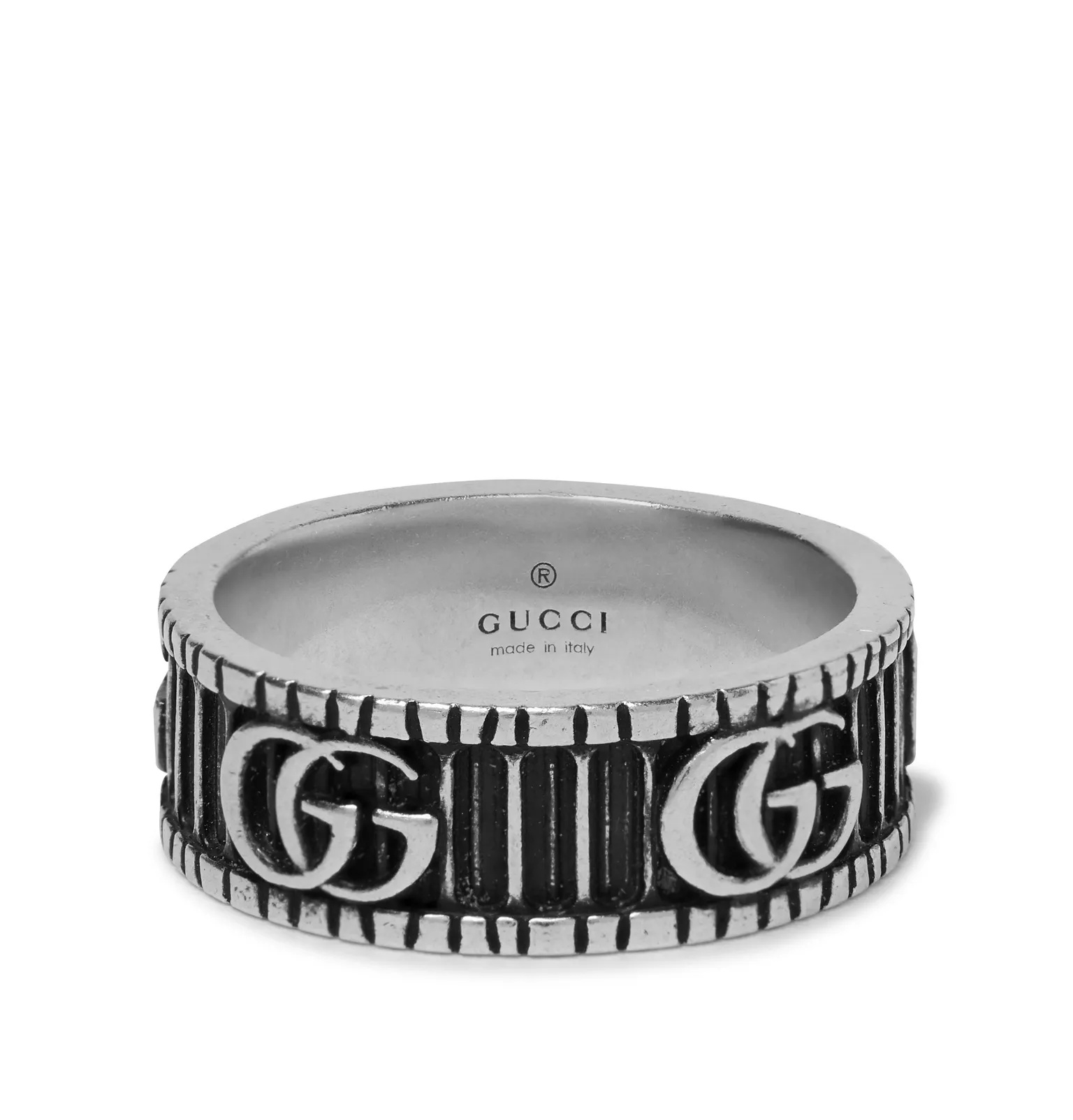 Logo-Embossed Sterling Silver Ring - 1