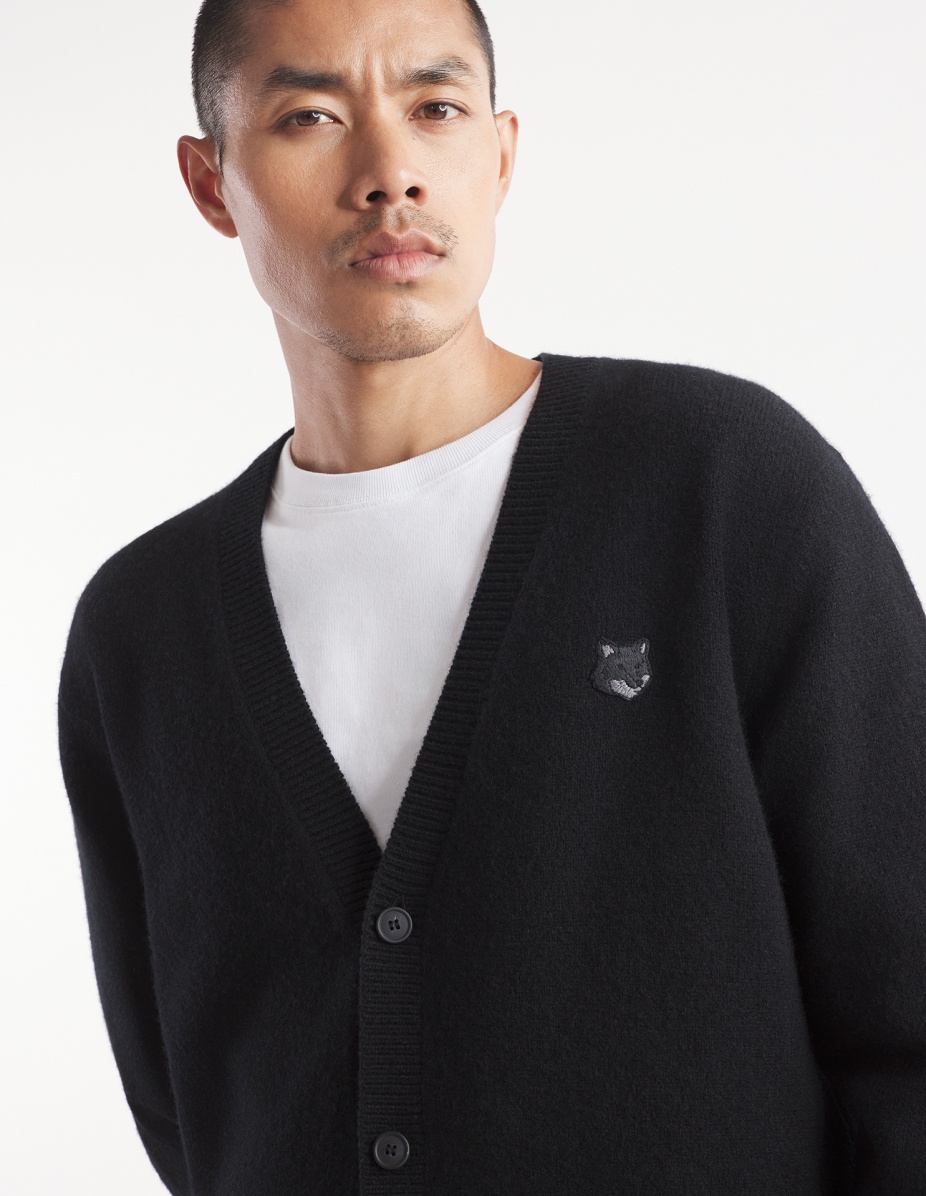 BOLD FOX HEAD PATCH REGULAR CARDIGAN IN LAMBSWOOL - 4