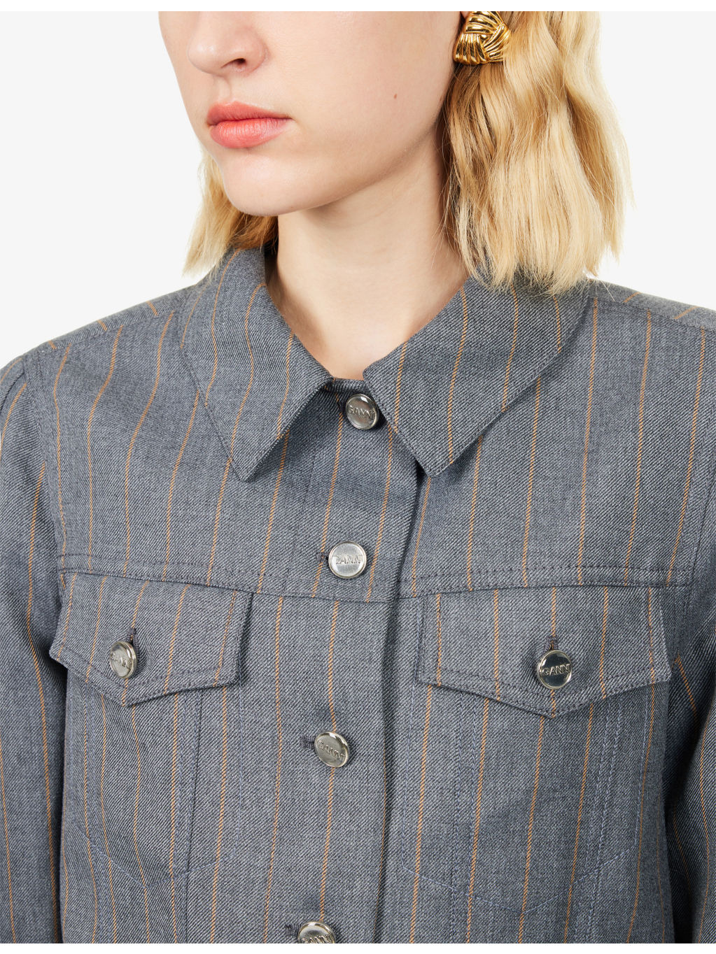 Striped Cropped Woven Jacket - 5
