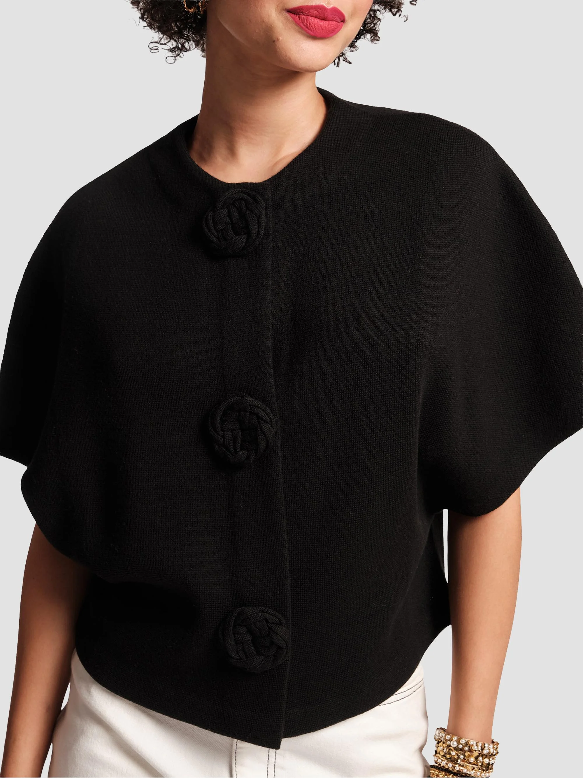 Women's Carnegie Wool Shrug - Black - 1